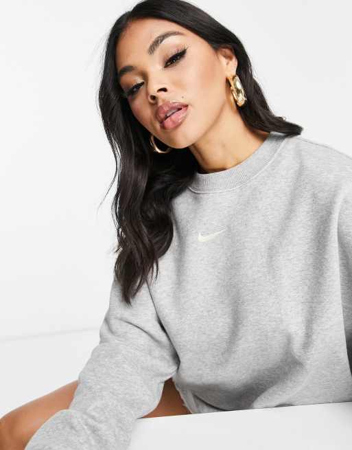 Nike mini swoosh discount oversized sweatshirt in oatmea