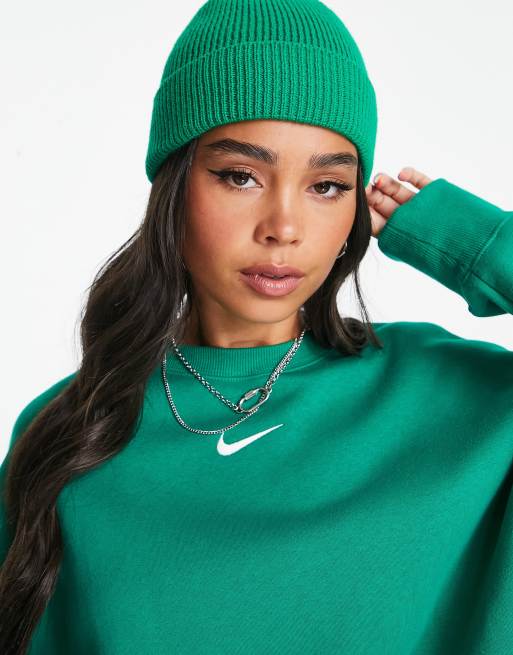 Nike mini swoosh oversized crop sweatshirt in malachite green