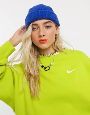 nike mini swoosh oversized cropped yellow sweatshirt