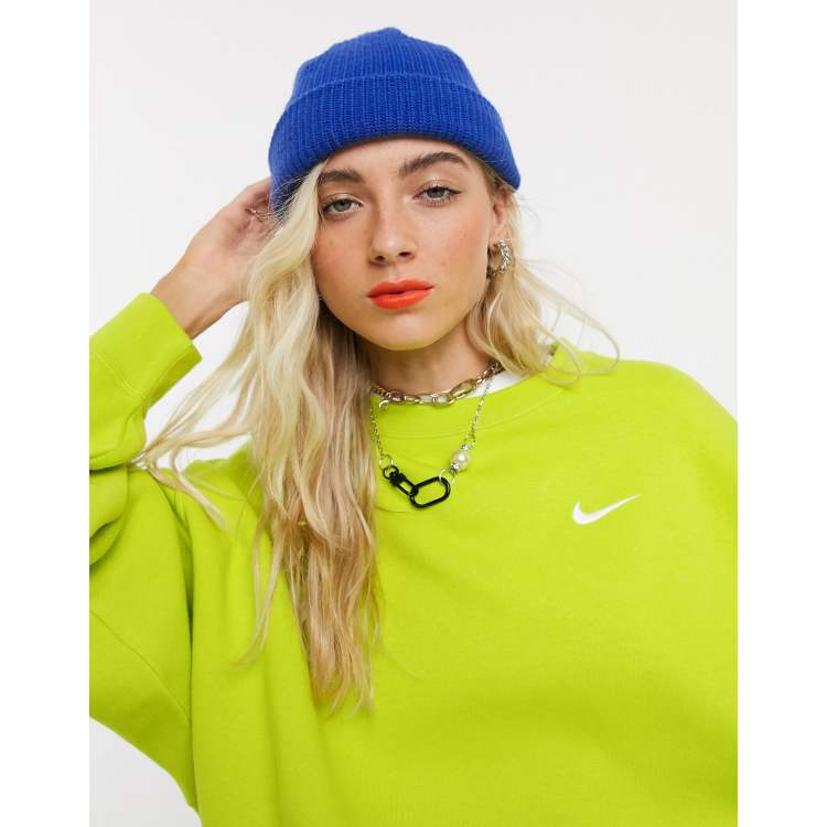 Nike mini swoosh oversized online cropped sweatshirt in oatmeal