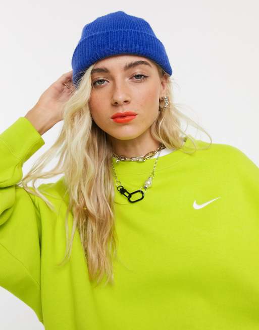 Nike mini swoosh oversized cropped yellow sweatshir sale