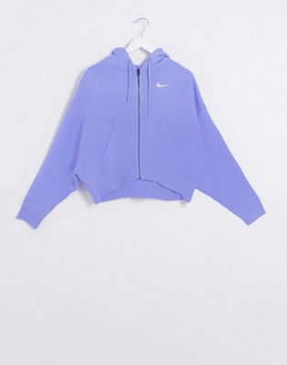 hoodie nike oversized zip purple swoosh cropped mini through asos