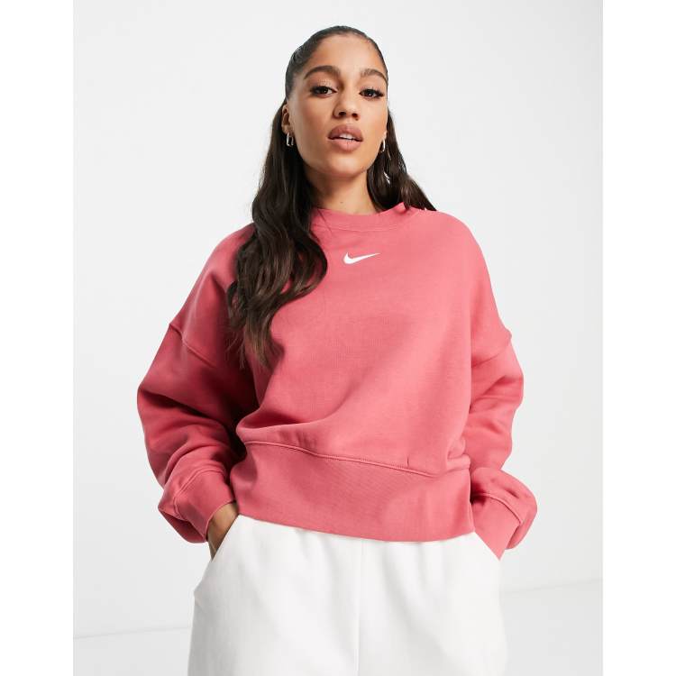 Nike mini swoosh discount oversized cropped black sweatshir