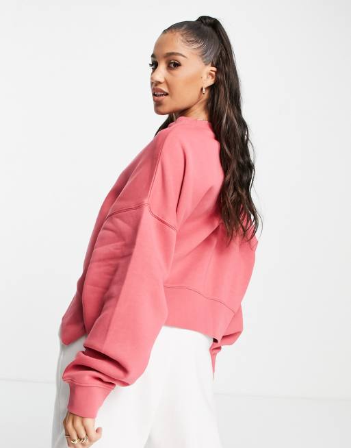 Nike mini swoosh oversized cropped sweatshirt in archaeo pink