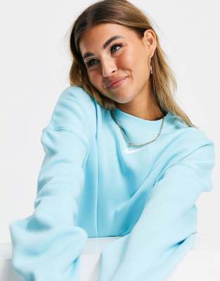 Nike Mini Swoosh Oversized Cropped Sweatshirt In Copa Blue blues