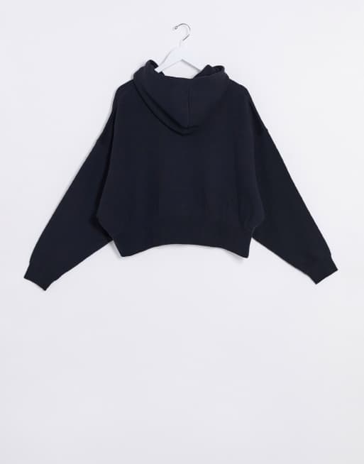 Nike mini swoosh oversized cropped black sweatshir sale