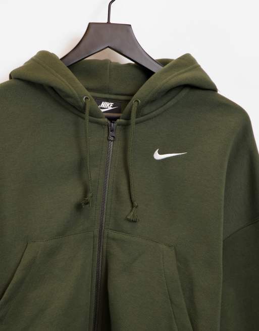 Nike mini swoosh oversized online cropped zip through hoodie