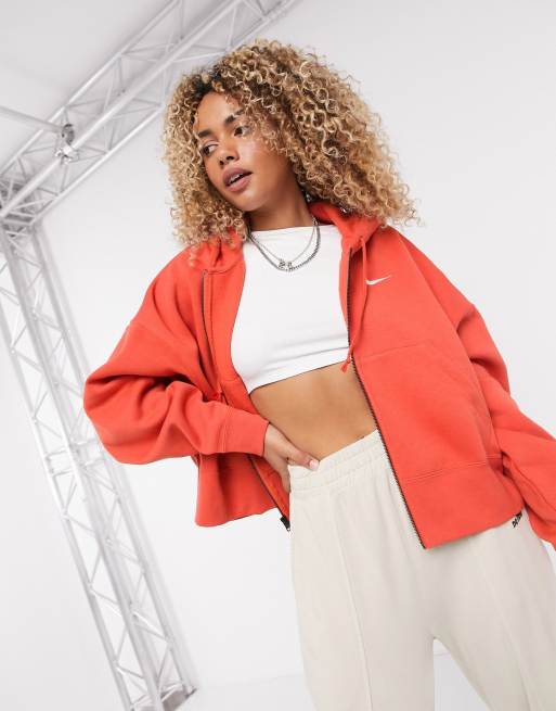 Nike Mini Swoosh oversized joggers in red, ASOS