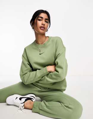 Nike mini swoosh cropped polo sweatshirt in alligator green