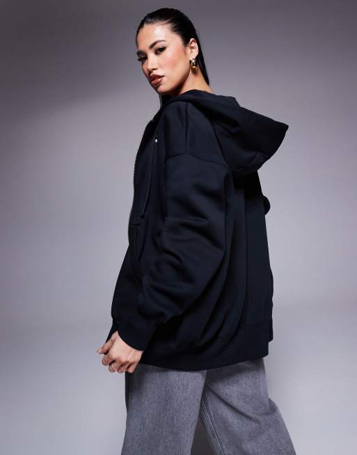 Nike mini swoosh oversized boxy sweatshirt in grey, ASOS