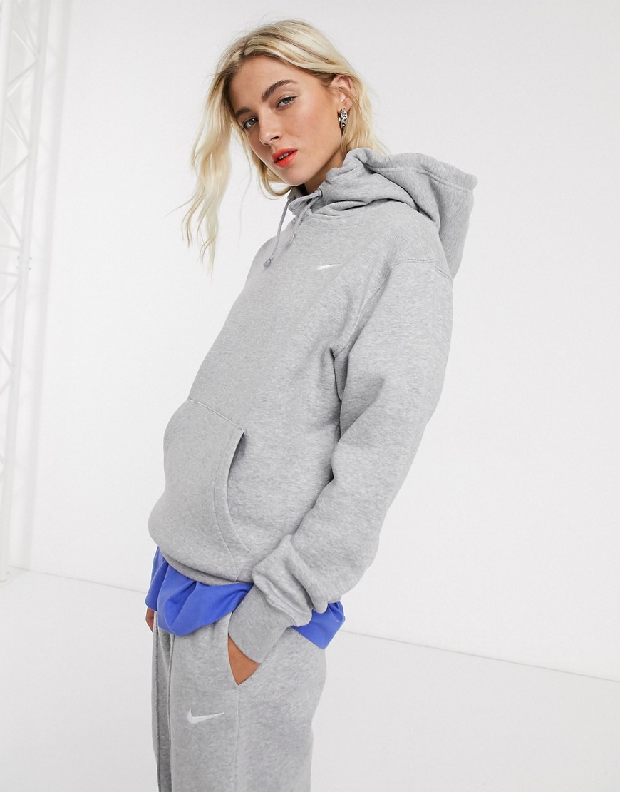 Nike mini Swoosh oversized grey hoodie