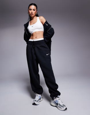 Nike mini swoosh oversized high rise joggers in grey and sail