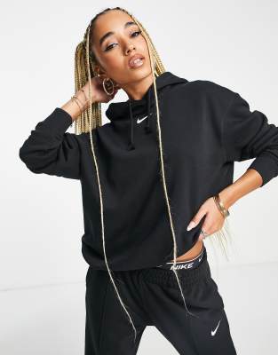 nike mini swoosh oversized hoodie black