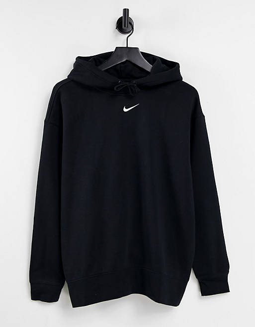 Nike mini swoosh oversized hoodie in black | ASOS