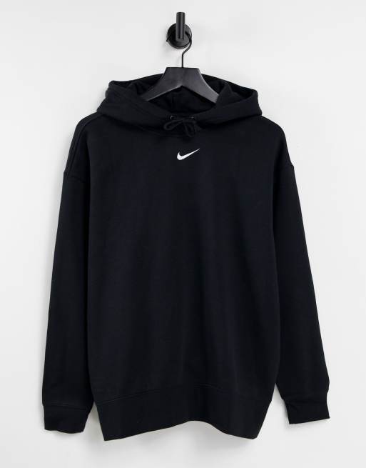 Nike mini swoosh oversized hoodie in black