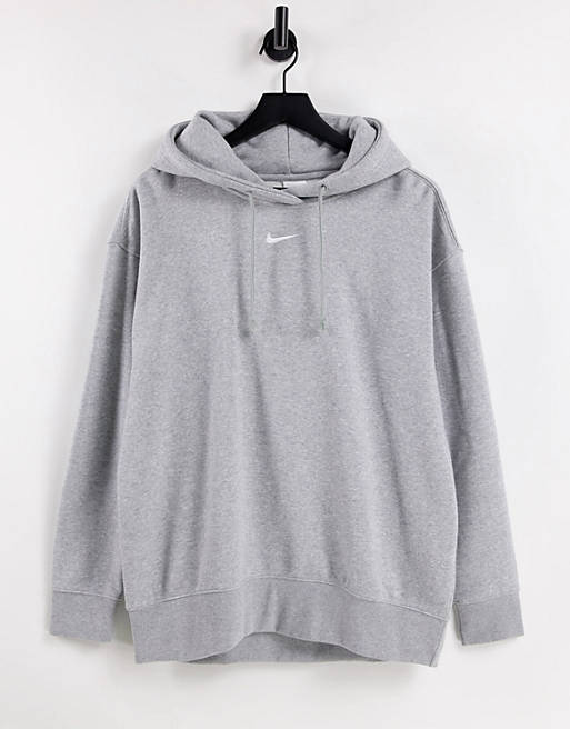 Nike mini swoosh oversized hoodie in grey