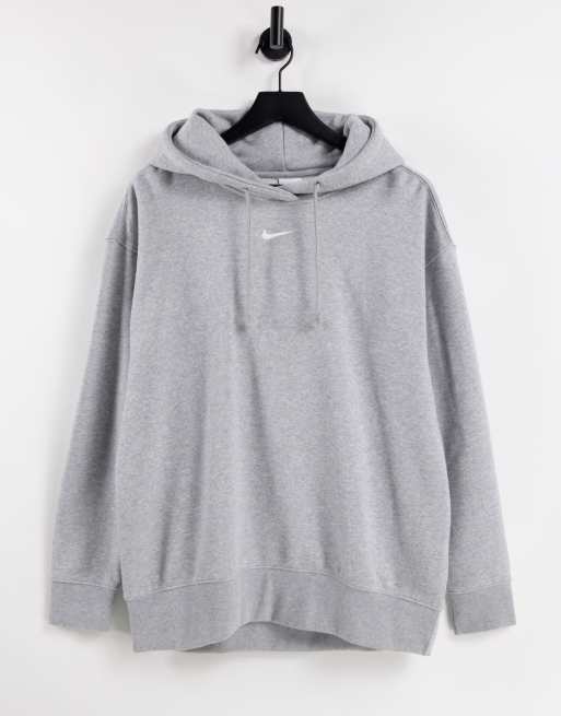 Nike mini swoosh oversized hoodie in grey