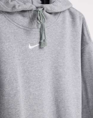 nike mini swoosh oversized grey hoodie