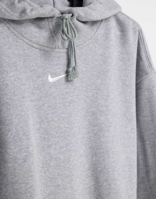 Nike mini swoosh oversized hoodie in grey