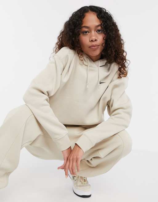 Nike mini swoosh oversized online boxy sweatshirt in oatmea