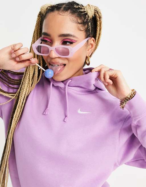 Nike mini swoosh oversized hoodie in violet purple