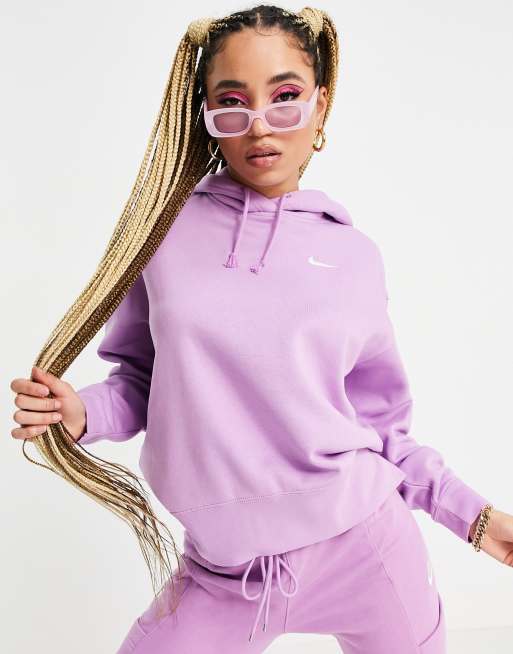 Nike mini swoosh oversized hoodie in violet purple