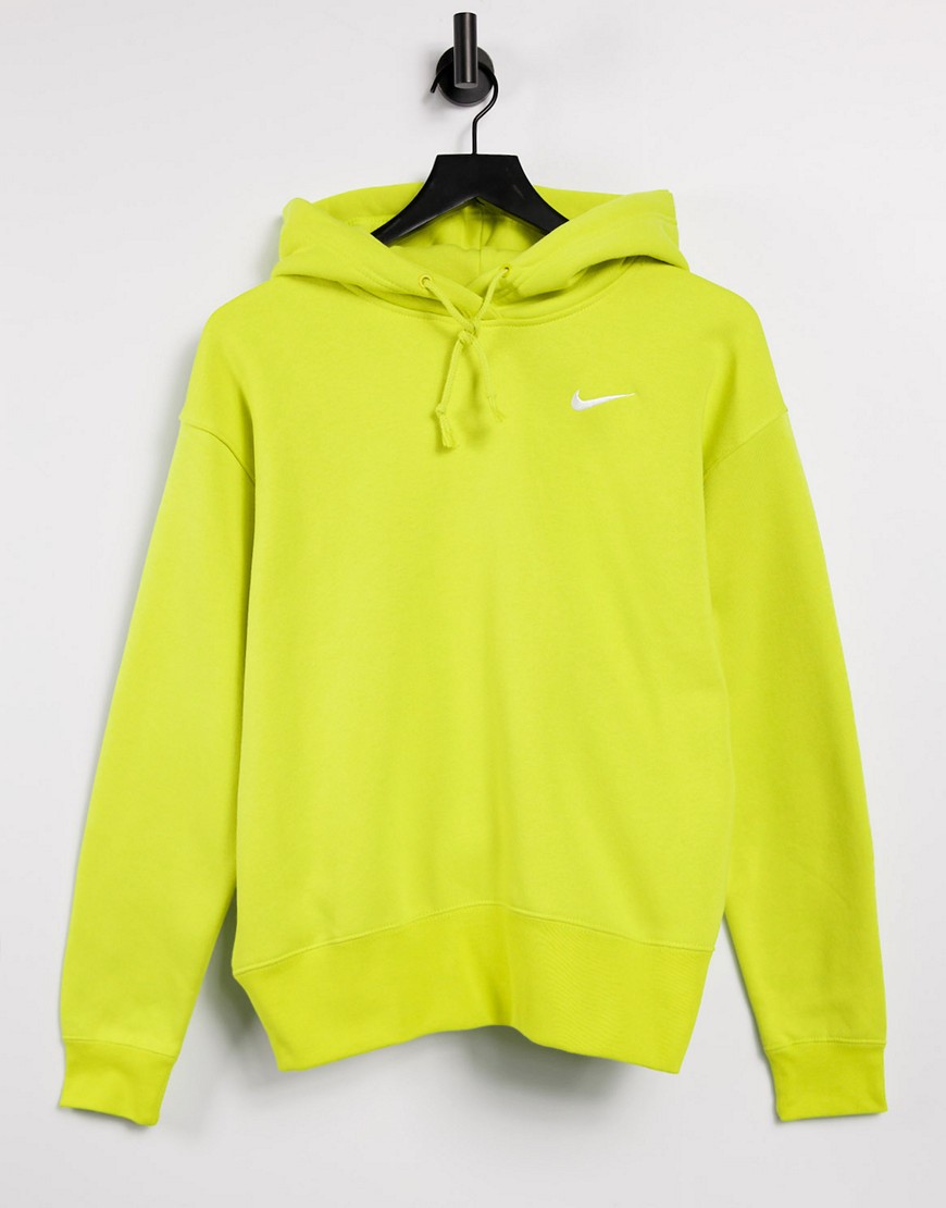 Nike mini swoosh oversized hoodie in yellow