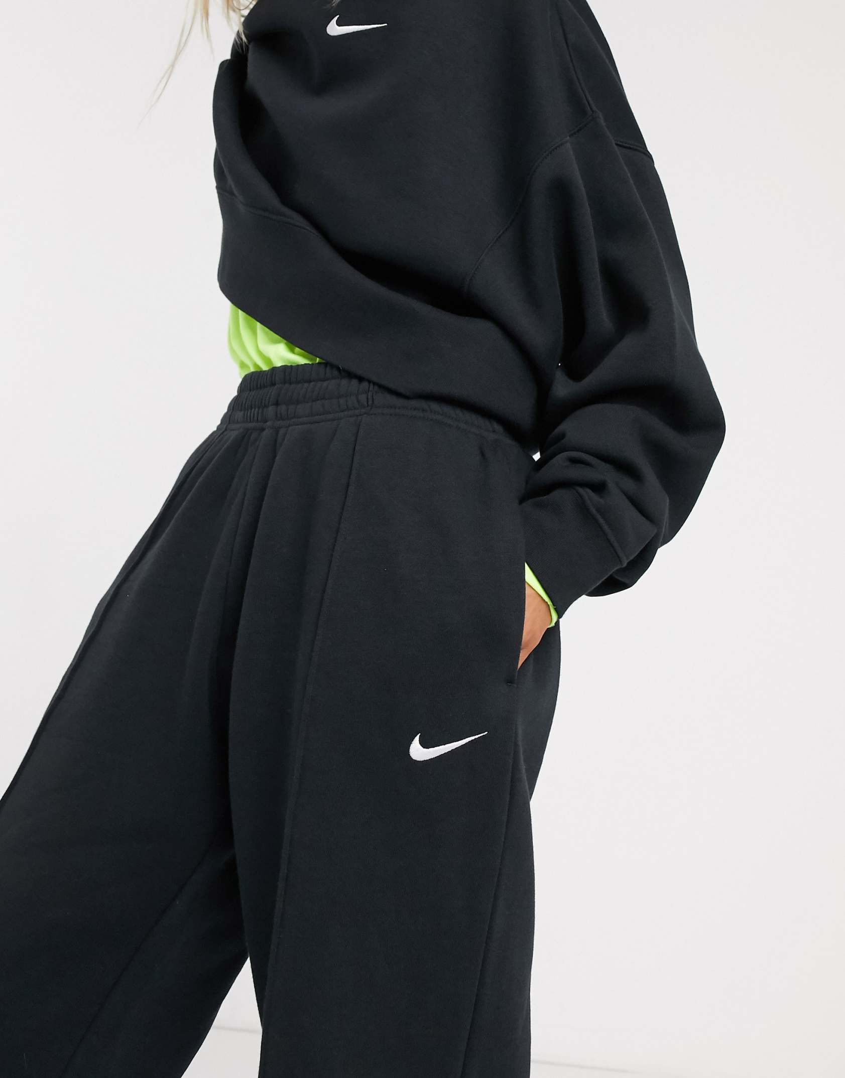 Nike mini Swoosh oversized joggers in black ASOS Price Checker