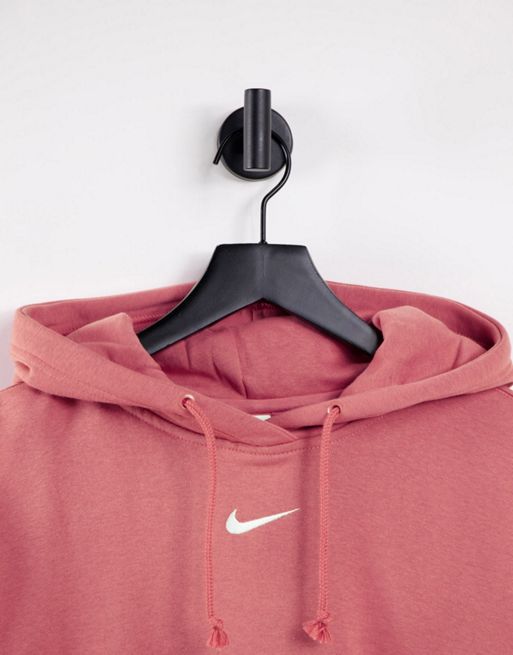 Nike unisex mini swoosh oversized fleece hoodie in playful pink