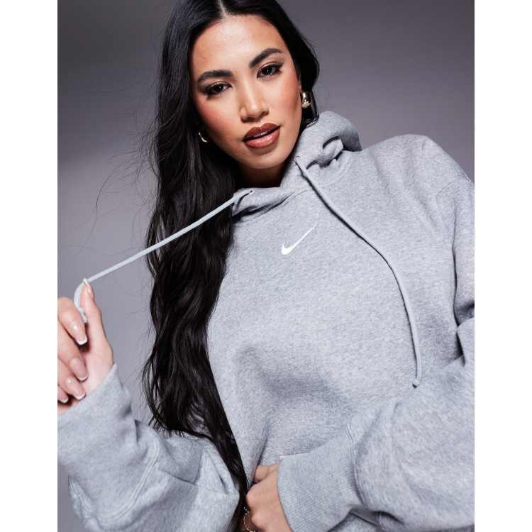 Nike mini swoosh online oversized cropped grey sweatshir