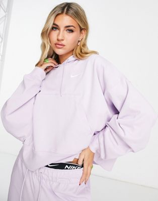 Nike mini swoosh oversized pullover hoodie in lilac