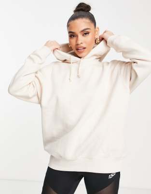 Nike mini swoosh oversized pullover hoodie in pearl white