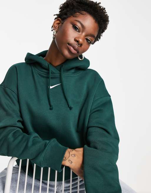 Nike Mini Swoosh Oversized Boxy Sweatshirt in Green