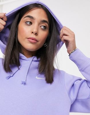 nike mini swoosh oversized boxy purple sweatshirt
