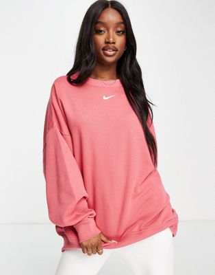 Nike mini swoosh oversized sweatshirt in archaeo pink | ASOS