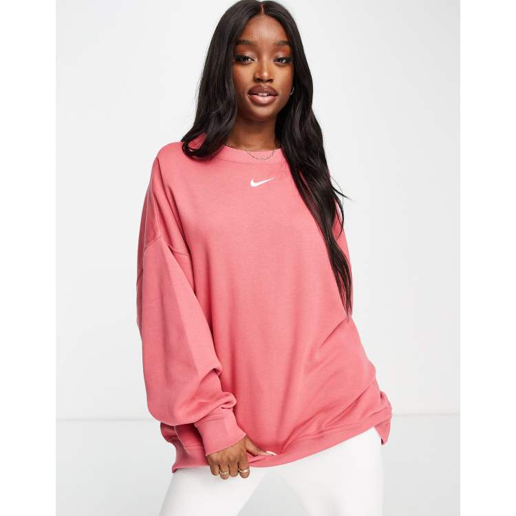 Nike mini swoosh oversized sweatshirt in archaeo pink ASOS