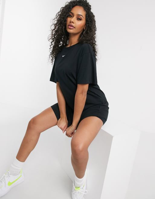 Nike mini swoosh oversized t shirt dress in black