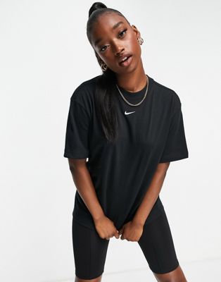 Nike Mini Swoosh oversized t-shirt in black | ASOS