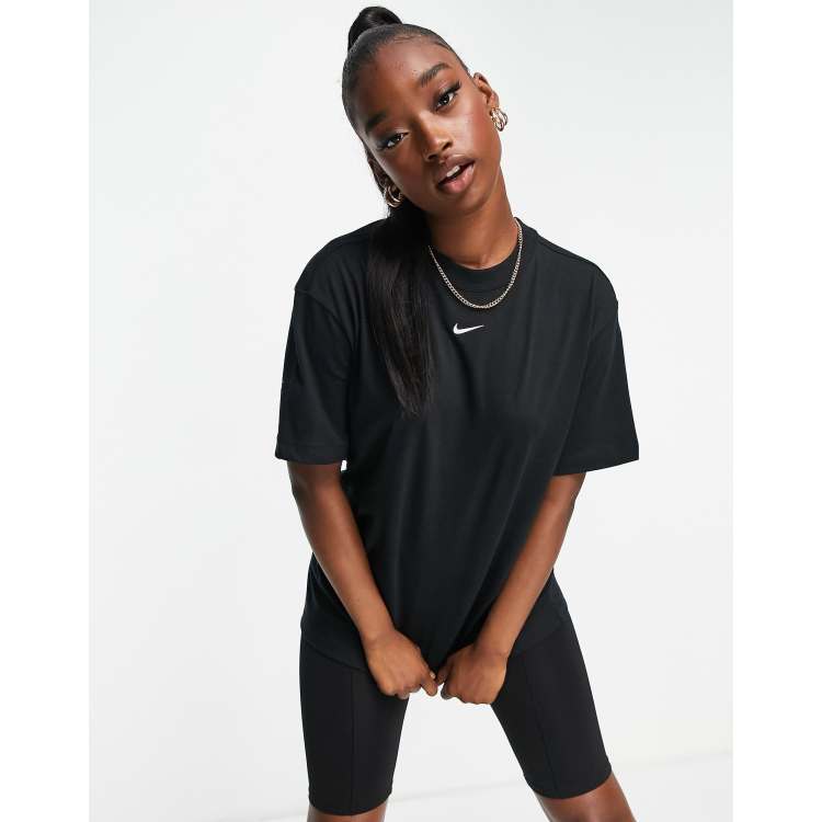 Nike Mini Swoosh oversized t shirt in black