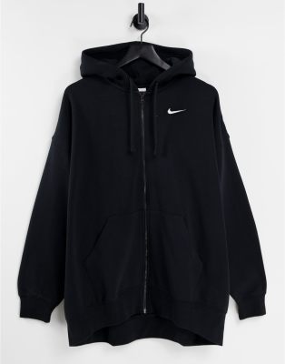 Nike black mini swoosh best sale oversized hoodie