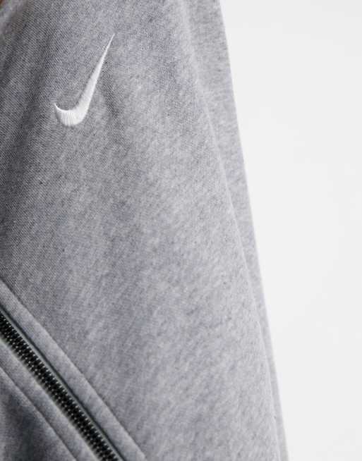 Nike mini swoosh oversized zip up hoodie in grey ASOS