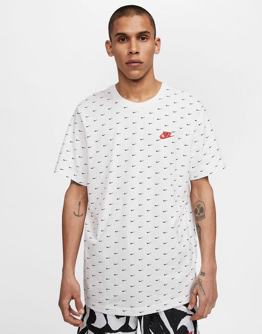 Nike mini swoosh print t-shirt in white
