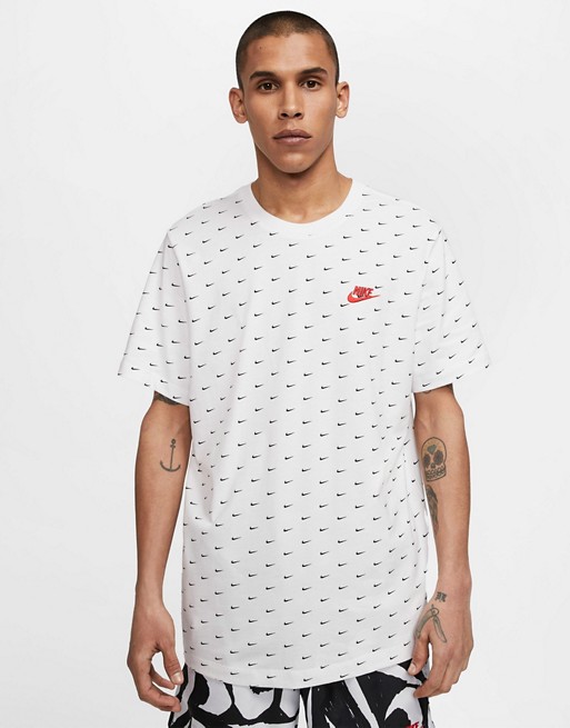 Nike mini swoosh print t-shirt in white