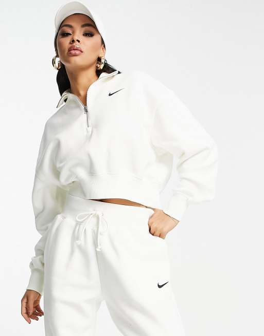 White nike cropped store hoodie