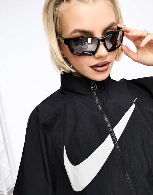 Nike swoosh track discount jacket in black