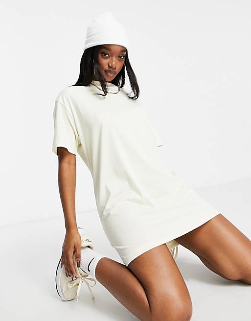 Women Nike Mini swoosh t-shirt dress in off white 