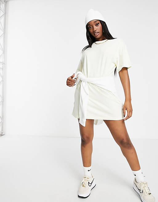 Women Nike Mini swoosh t-shirt dress in off white 