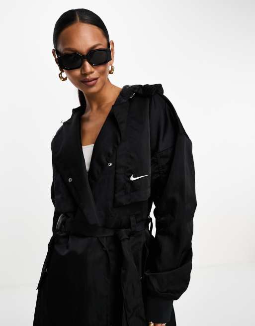 Nike mini swoosh trench jacket in black