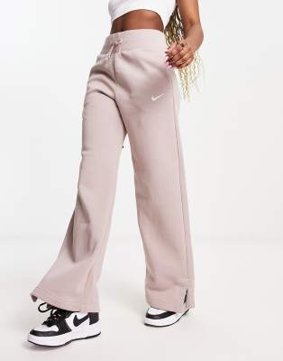 Nike mini swoosh high rise wide leg joggers in sail white