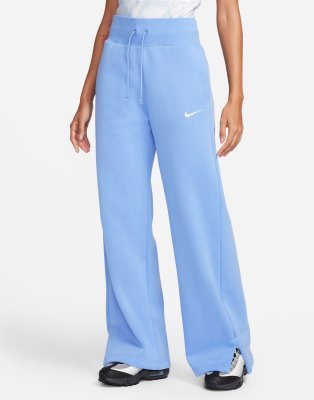 Nike Mini Swoosh Wide Leg Sweatpants In Polar Blue-black